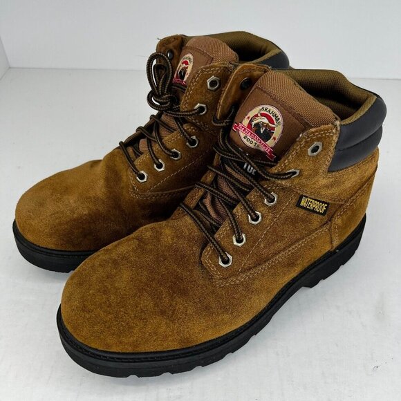 Brahma Mens 28800794 Brown Bravo Waterproof Steel Toe Suede Size 9.5 Work Boots - Picture 1 of 11
